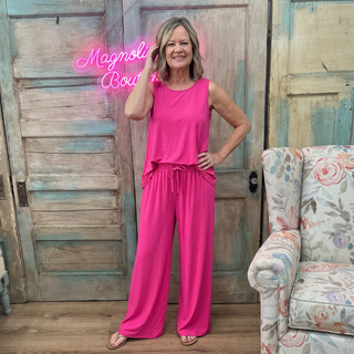 Hot Pink Sun-kissed Sleeveless Top and Pant Set FINAL SALE FINAL SALE