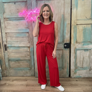 Red Sun-kissed Sleeveless Top and Pant Set FINAL SALE