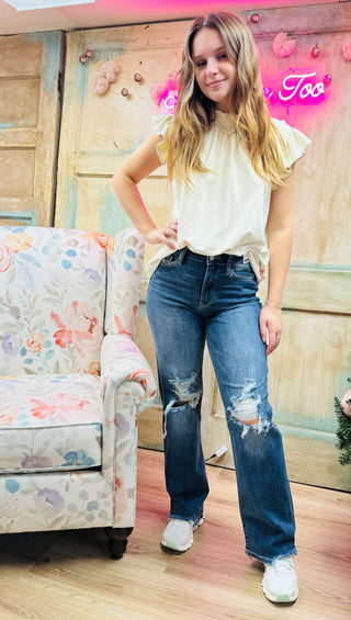 Judy Blue High Waist 90's Knee Destroy Straight