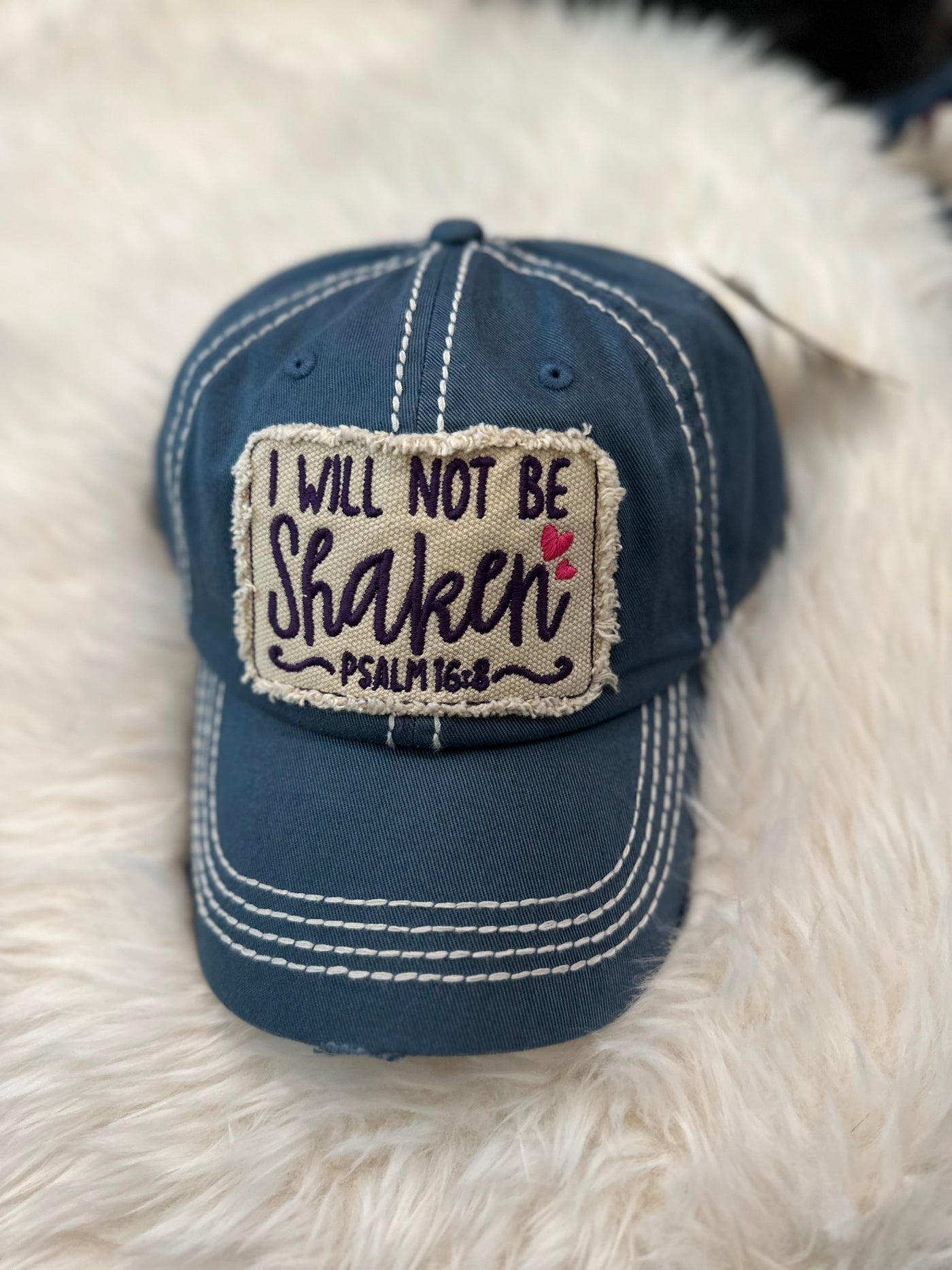 "I Will Not Be Shaken" Psalm 16:8 Hat