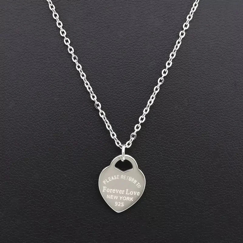 Silver Forever Love Heart Pendant Necklace