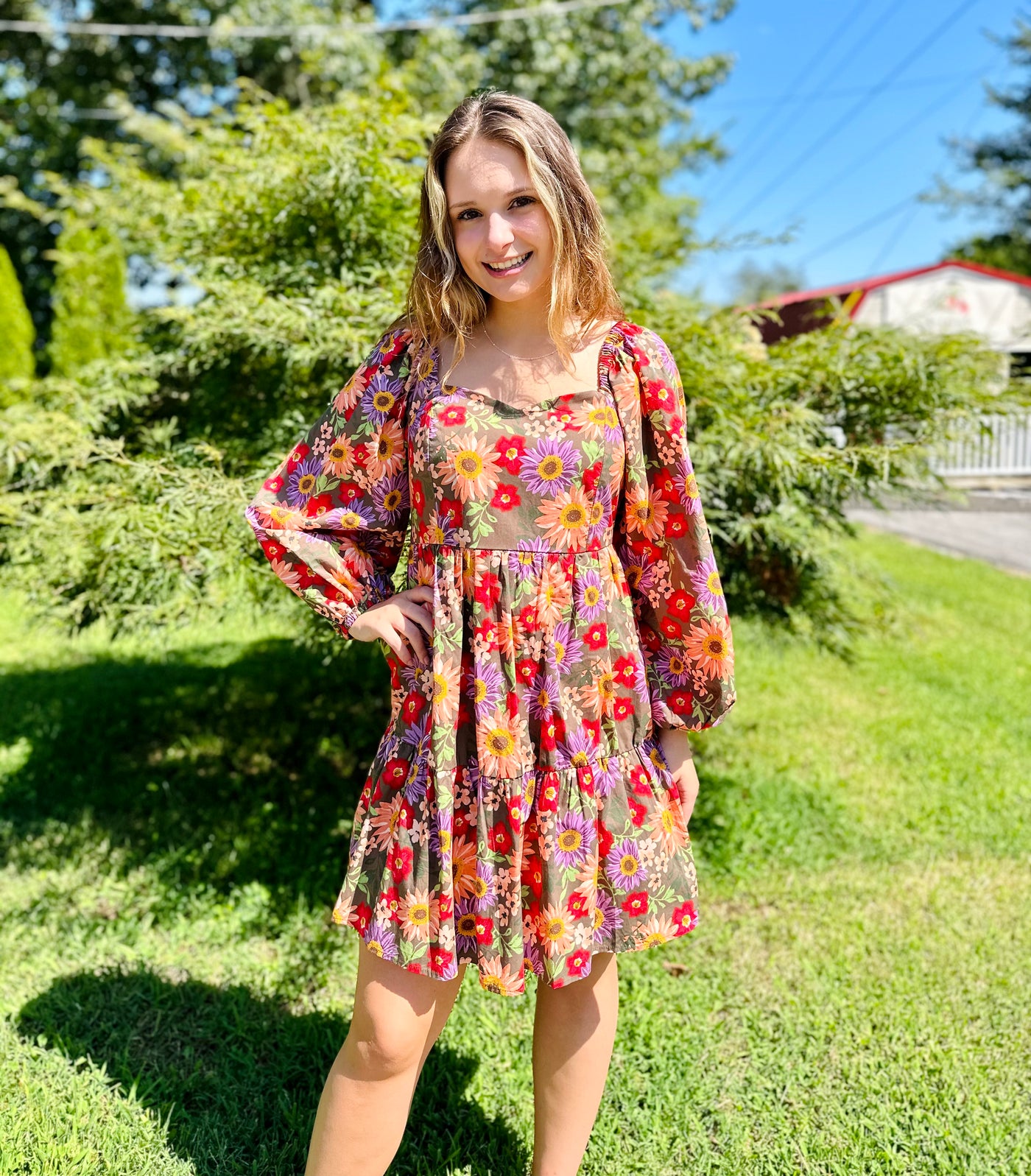 Multi Floral Print Baby Doll Dress Final Sale