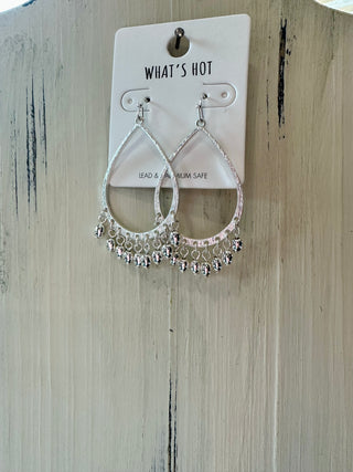 Gold or Silver Teardrop Earrings w/Beaded Drops