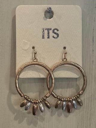 Multi Metal Circle Drop Earrings