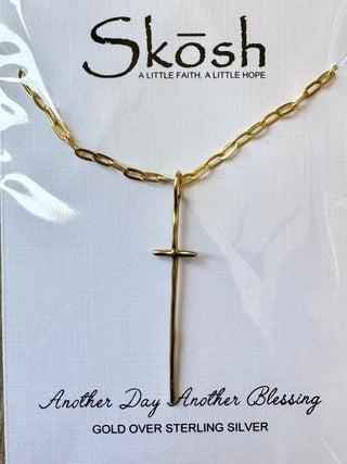 14 Kt. Long Cross Necklace, Gold
