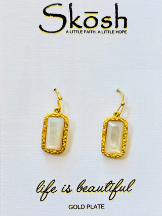 Satin Gold Opal Drop Fishhook Earrings