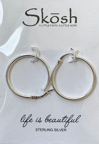 Sterling Silver 28mm X 2mm Hoop Earring