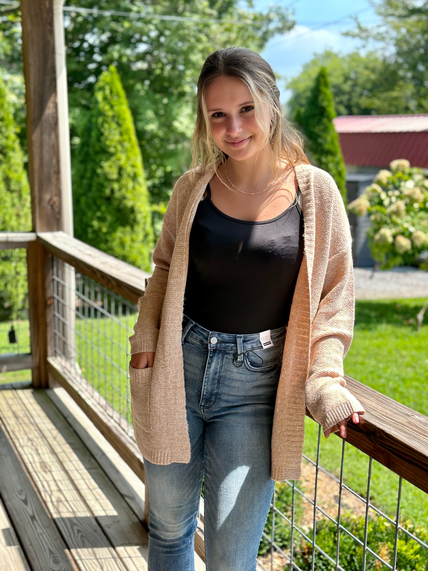 Taupe Sweater Cardigan with Pockets