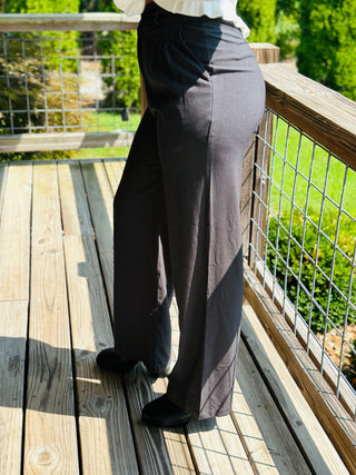 CHARCOAL WIDE LEG TROUSERS W/ POCKETS Final Sale