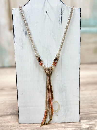 Long Beaded Necklace with Tassel (5 Colors)