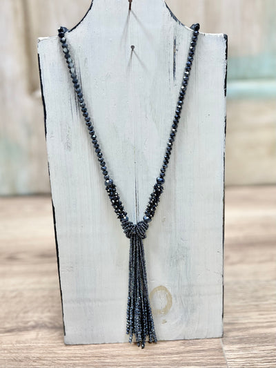 Long Beaded Necklace with Tassel (5 Colors)