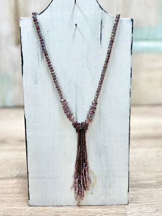 Long Beaded Necklace with Tassel (5 Colors)