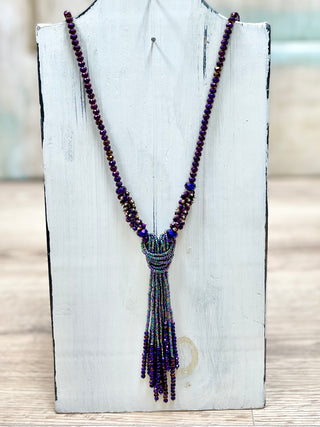 Long Beaded Necklace with Tassel (5 Colors)