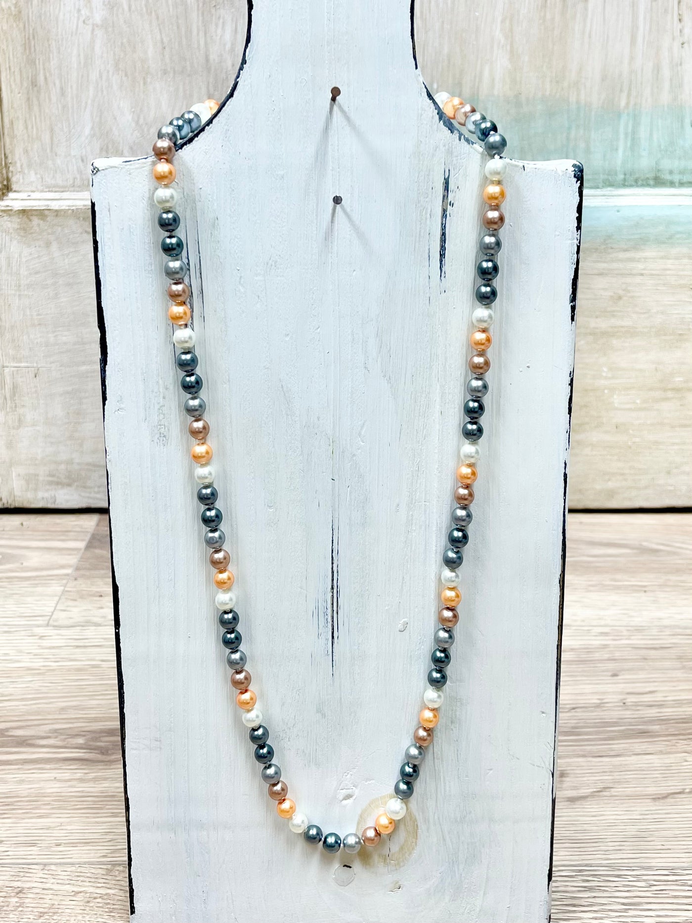 Neutral Multi Beaded Long Necklace