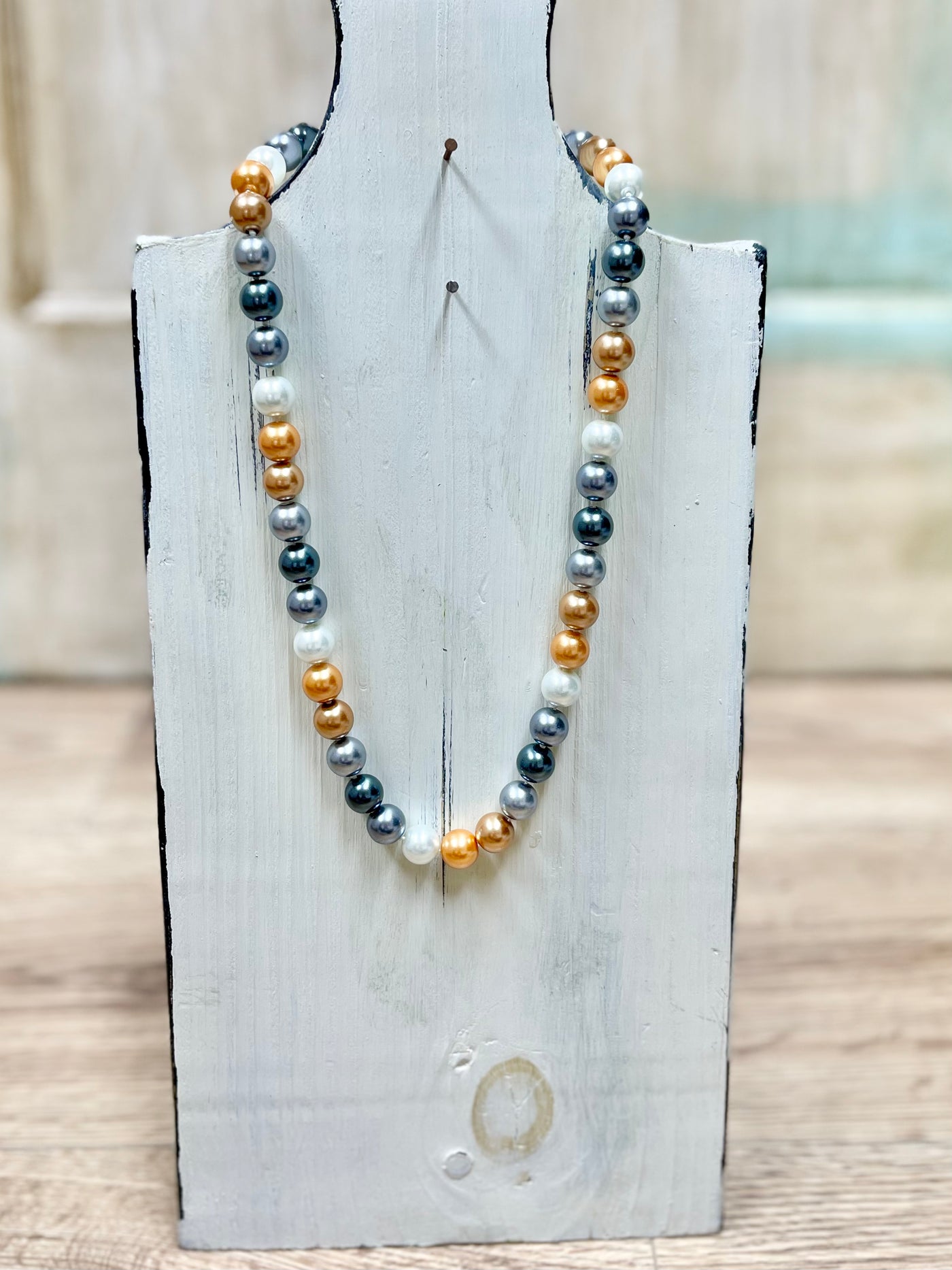 Neutral Multi Beaded Mid-Length Necklace