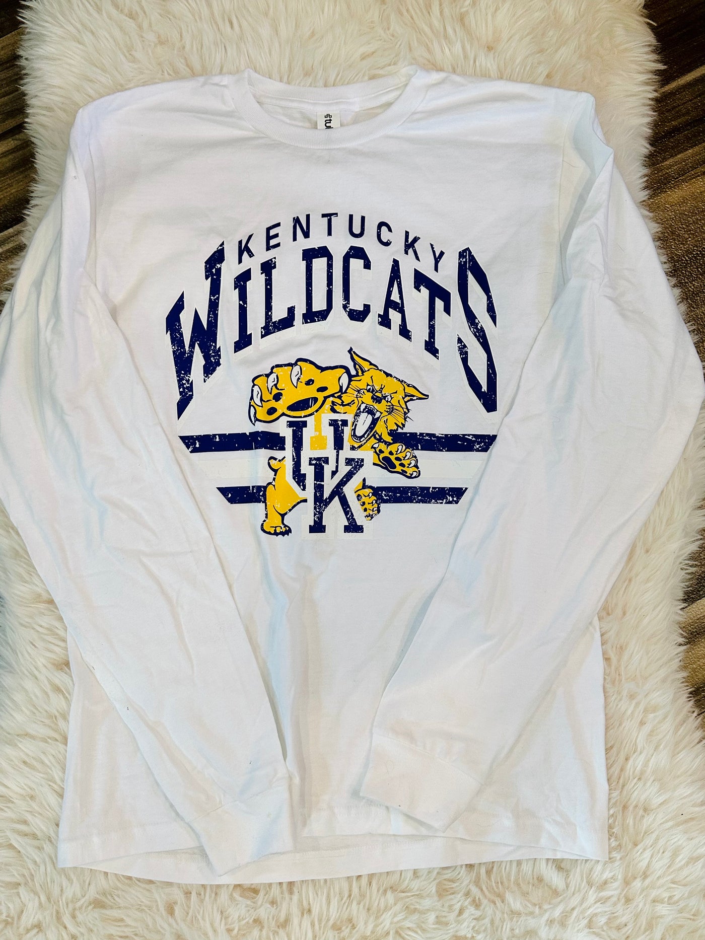 KY CATS Long Sleeve Tee in White