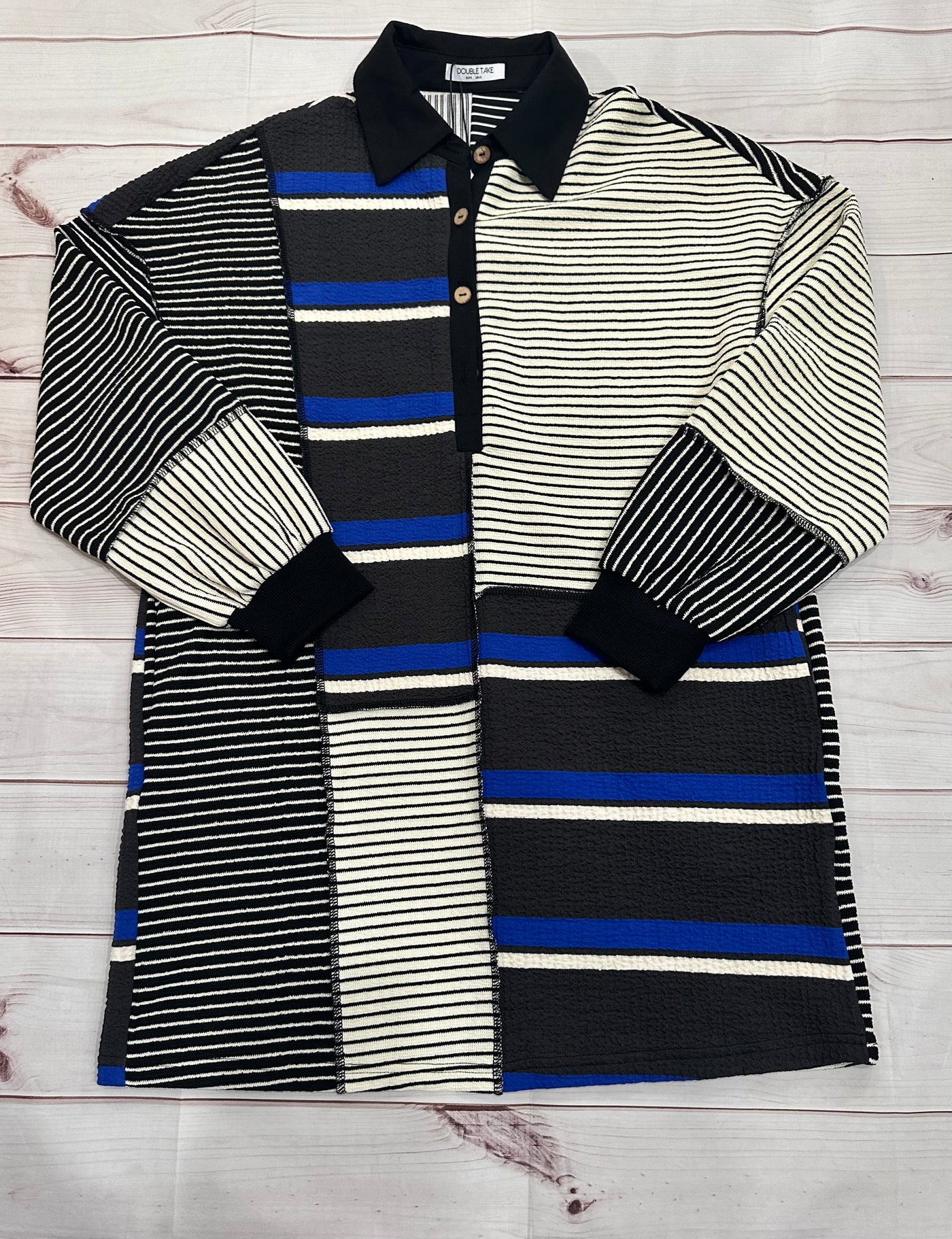 Stripe Colorblock Collared Mini Dress