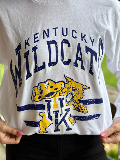 KY CATS Long Sleeve Tee in White