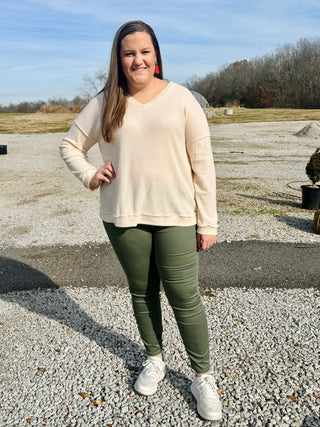 CURVY LIGHT OLIVE HIGH-RISE SKINNY COLOR DENIM PANTS Final Sale