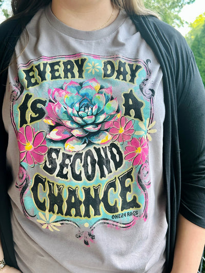"Every Day is a Second Chance" Tee in Light Purple