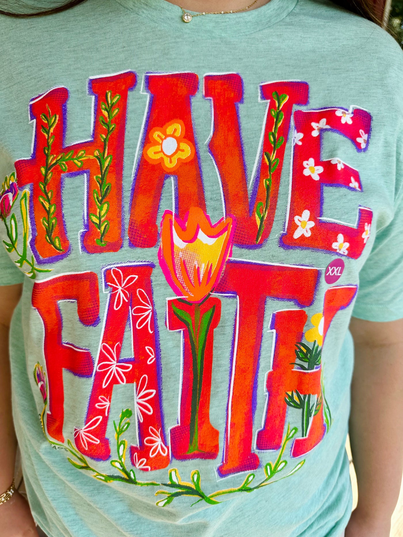 "Have Faith" Tee in Heather Green