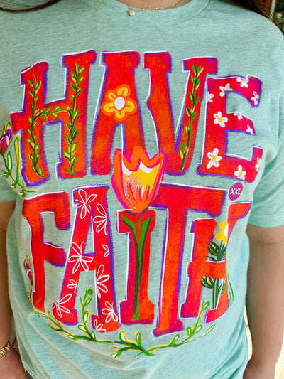 "Have Faith" Tee in Heather Green