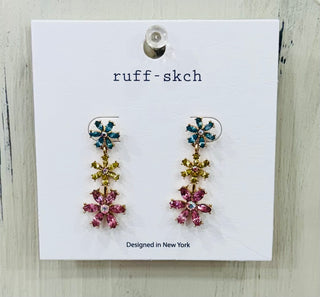 Multi Crystal Graduated Flower Earring