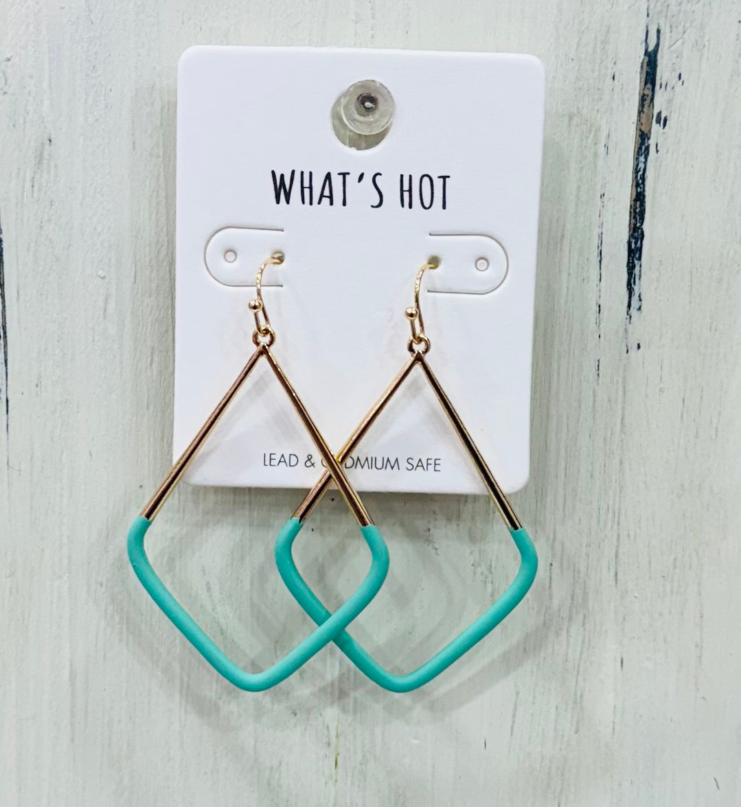 Gold Geometric Triangle Earrings w/Coated Metal (3 Colors)