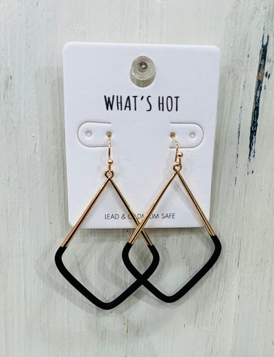 Gold Geometric Triangle Earrings w/Coated Metal (3 Colors)