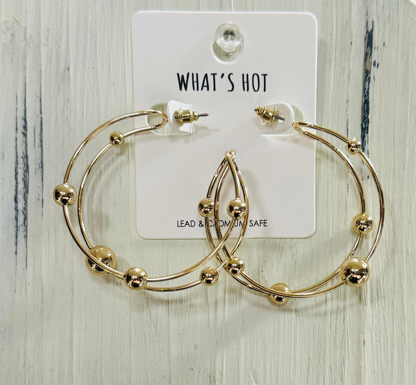 Gold Wired CCB Beaded  Hoop Earring