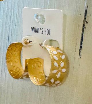 Gold Hoop w/Colored Flowers (3 Colors)