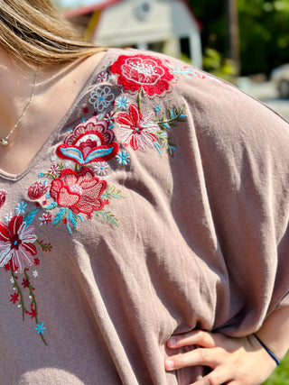 Curvy Mocha Printed Poncho Top Final Sale