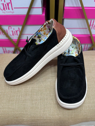 Kayak 2 by Corkys Footwear in Black Faux Suede Final Sale