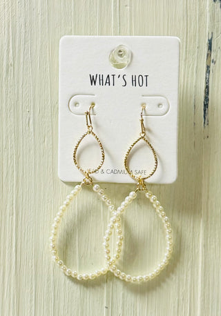 Pearl Beaded Double Teardrop Earring