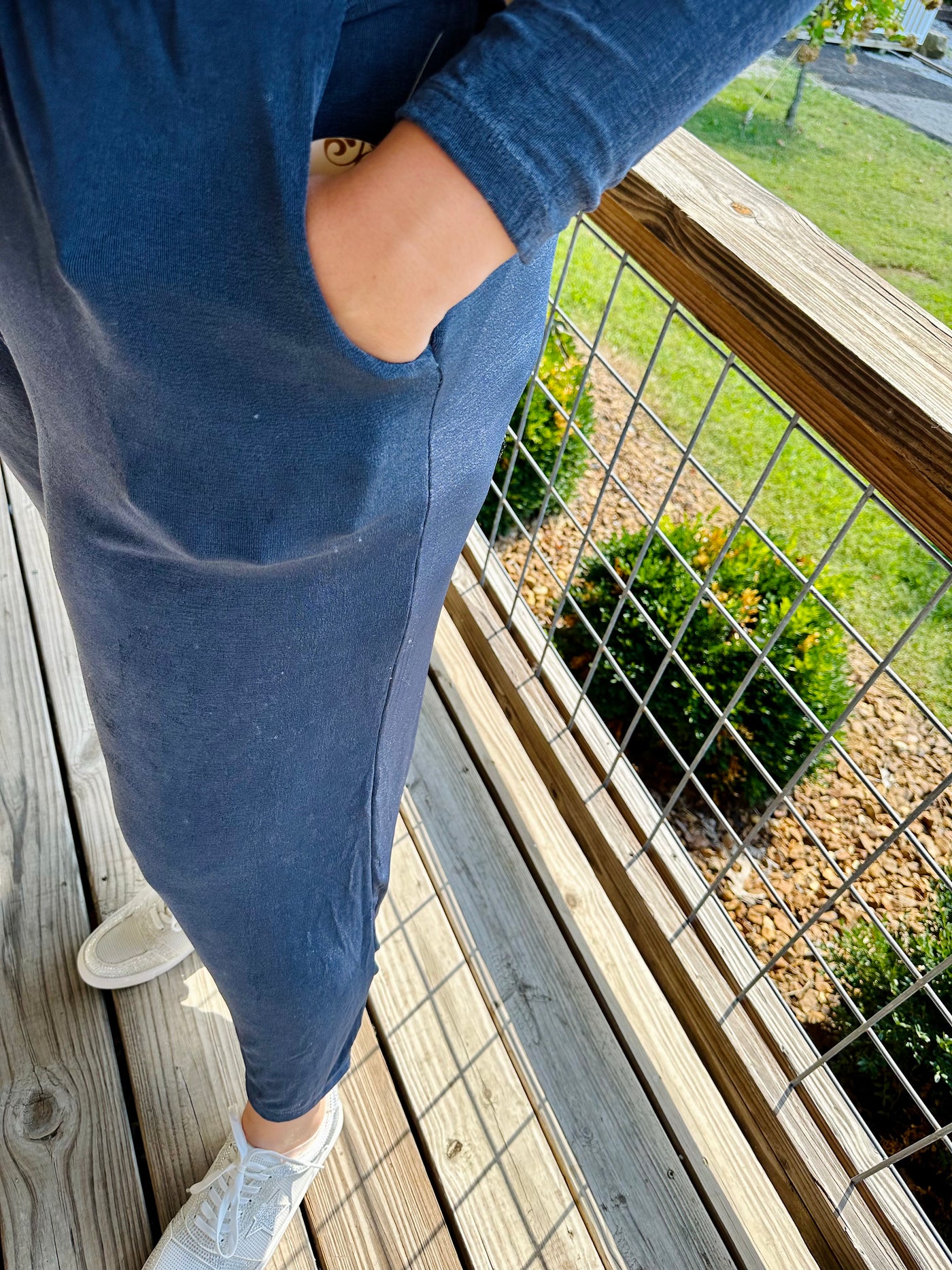 Slate Blue Dolman Sleeve Top w/ Wide Leg Pant Set