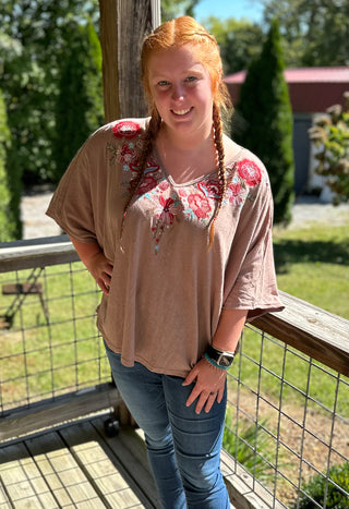 Mocha Printed Poncho Top Final Sale