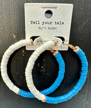 Blue/White 60mm Twotone Rubber Bead Hoops