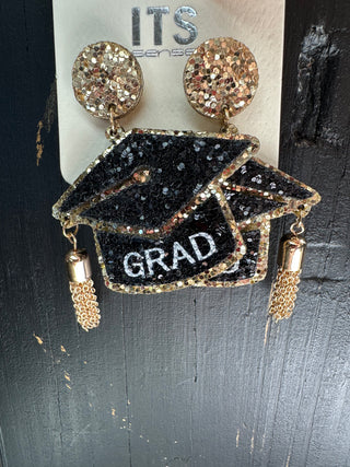 Glitter Bachelor Cap Dangle Earrings