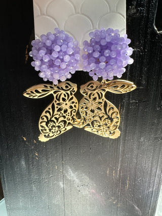 Metal Easter Bunny Drop Earring