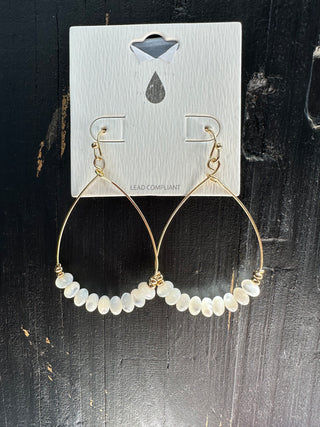 Metal Wire Teardrop Earring with Beads