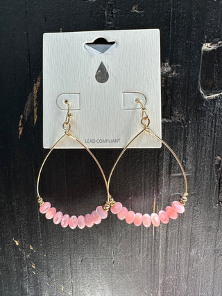 Metal Wire Teardrop Earring with Beads