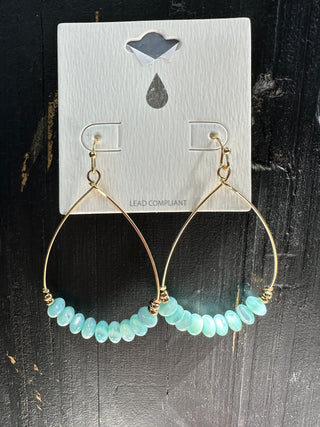 Metal Wire Teardrop Earring with Beads
