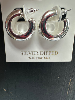 Silver Double Chunky Huggie Earrings