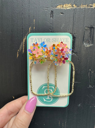 Taylor Shaye Rectangle Flower Hoops