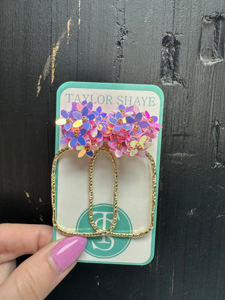Taylor Shaye Rectangle Flower Hoops