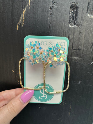 Taylor Shaye Rectangle Flower Hoops