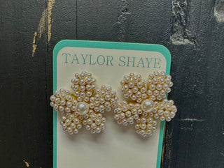 Taylor Shaye Pearl Flower Studs