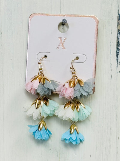 flower petal link dangle earring