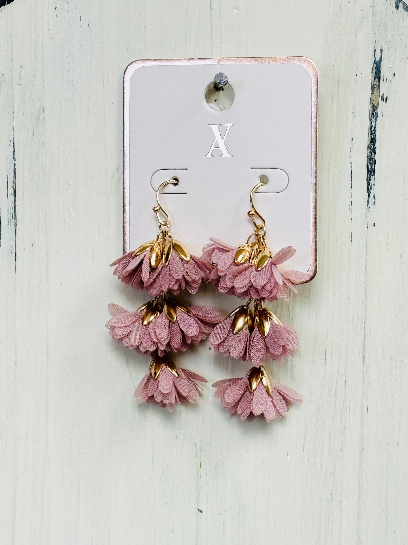 flower petal link dangle earring