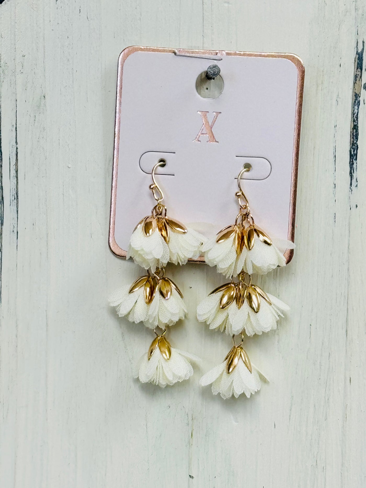 flower petal link dangle earring